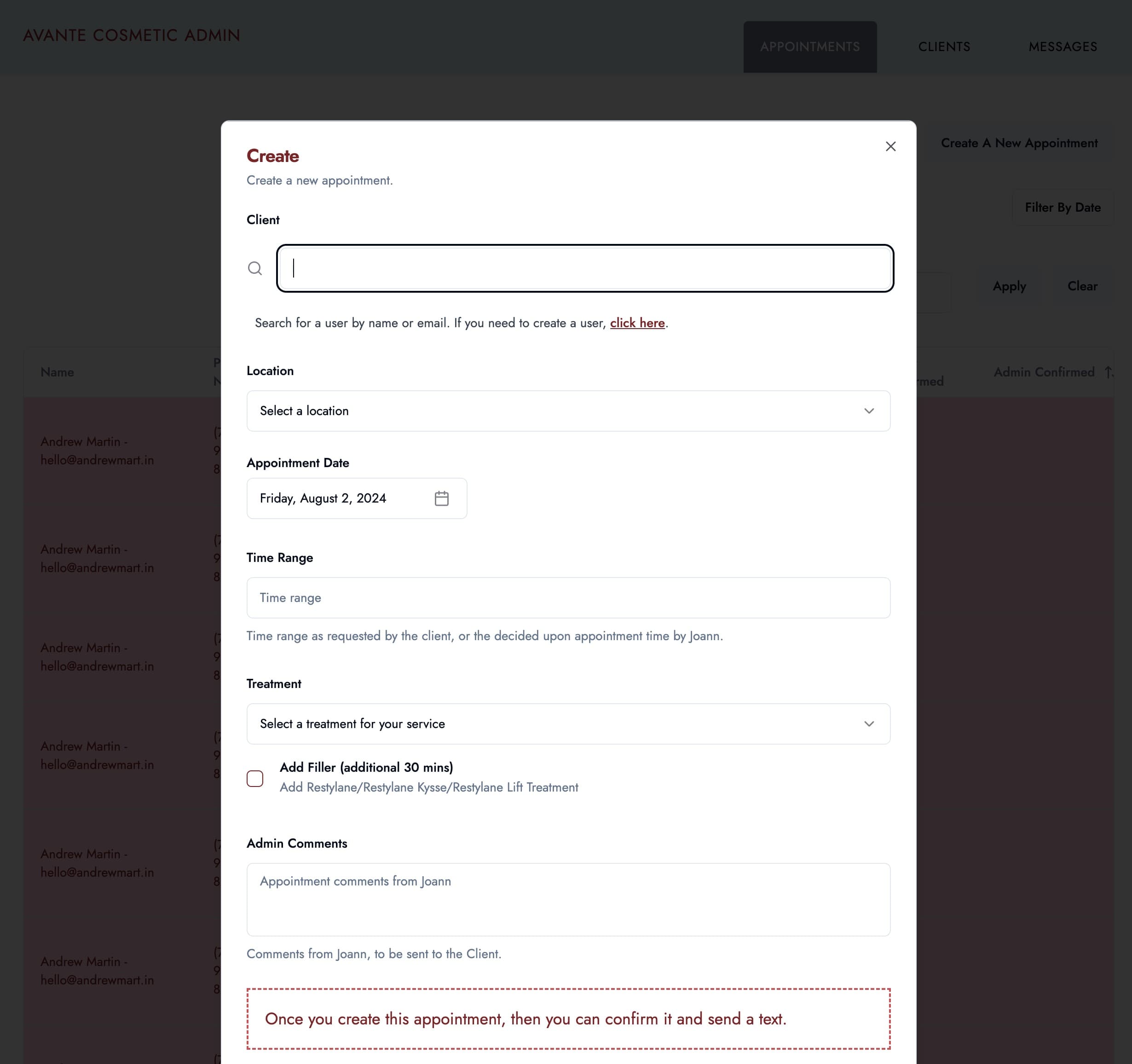 Avante Cosmetic Website & Appointments Application — screenshot 3