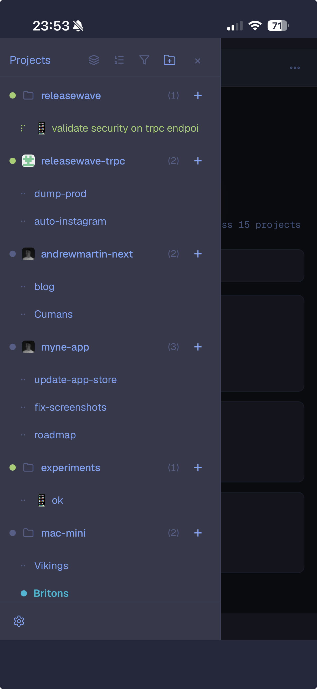 The remote dashboard open on my phone as a PWA